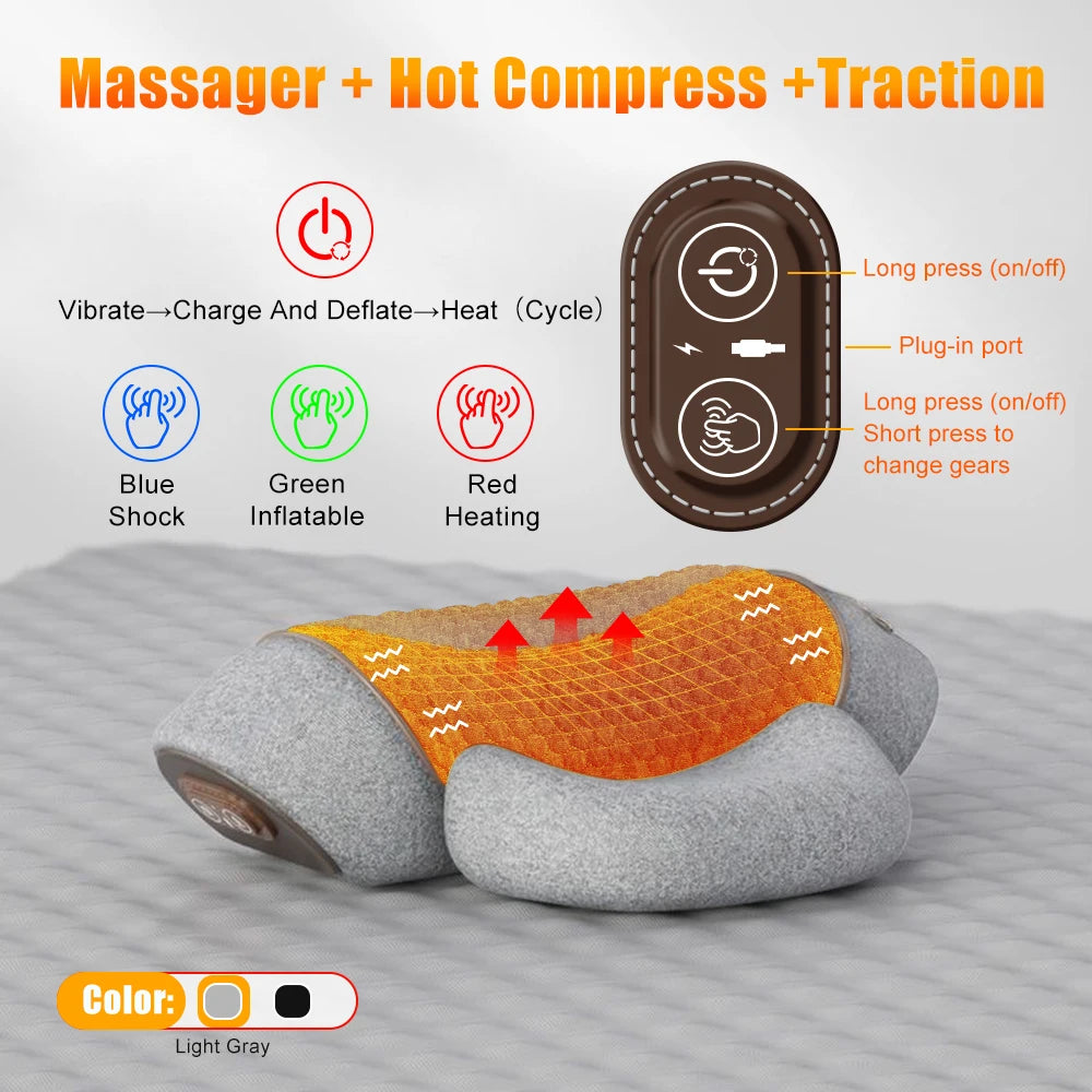 ThermaVibe™ Neck Relief Pillow — Soothing Heat, Gentle Stretch & Targeted Vibration