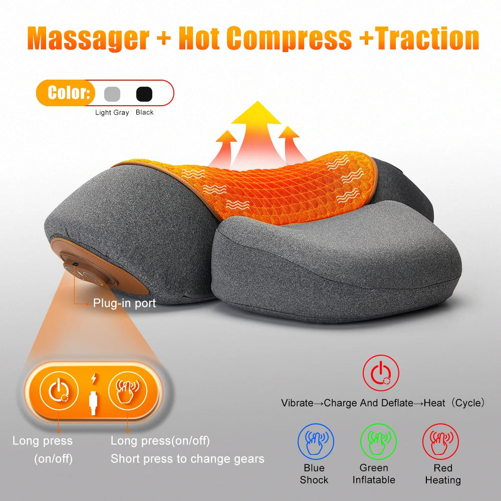 ThermaVibe™ Neck Relief Pillow — Soothing Heat, Gentle Stretch & Targeted Vibration