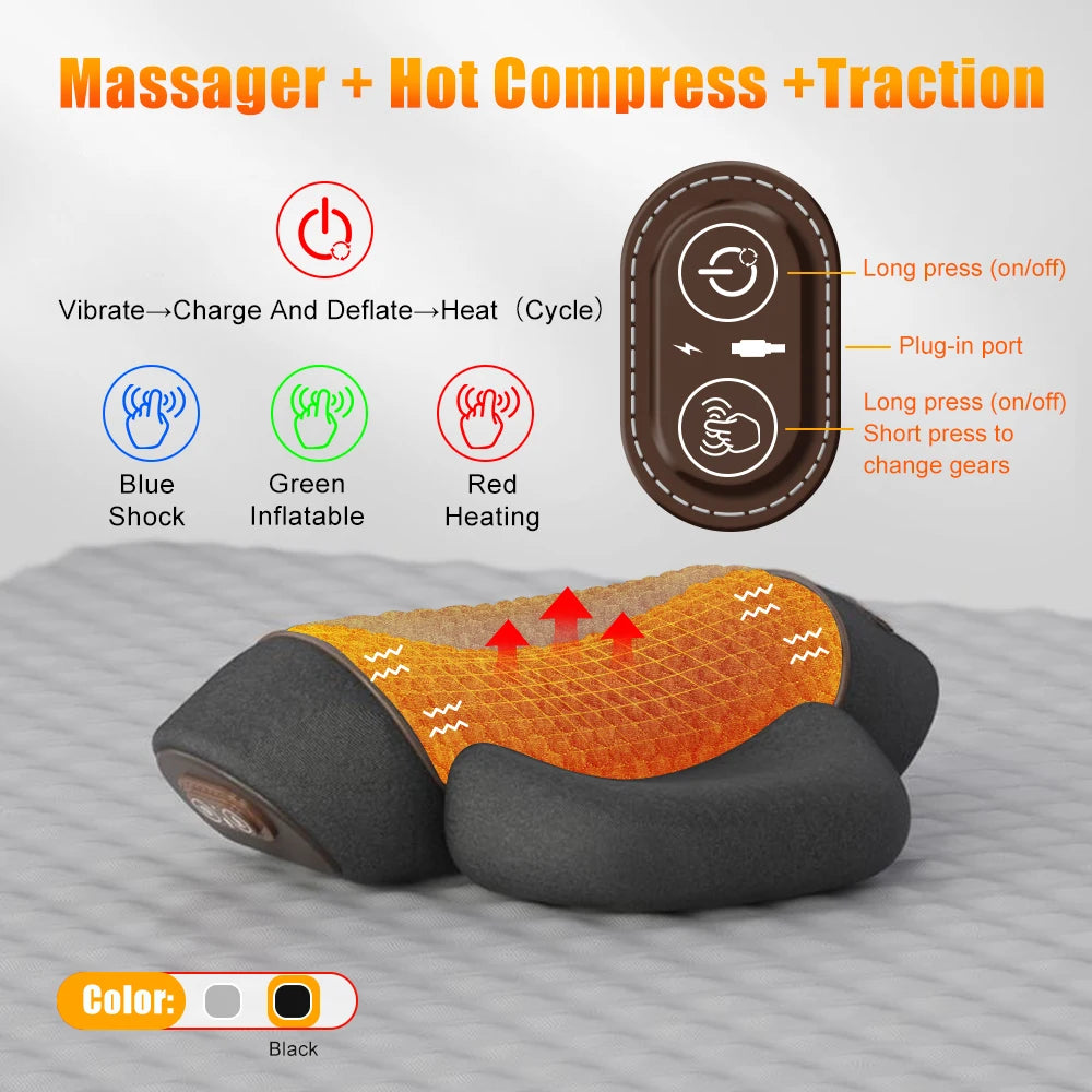 ThermaVibe™ Neck Relief Pillow — Soothing Heat, Gentle Stretch & Targeted Vibration
