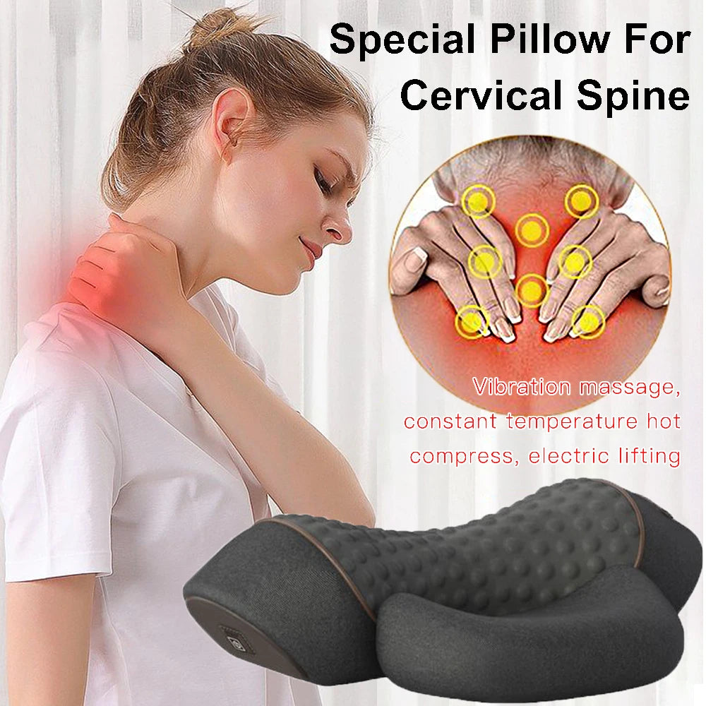 ThermaVibe™ Neck Relief Pillow — Soothing Heat, Gentle Stretch & Targeted Vibration