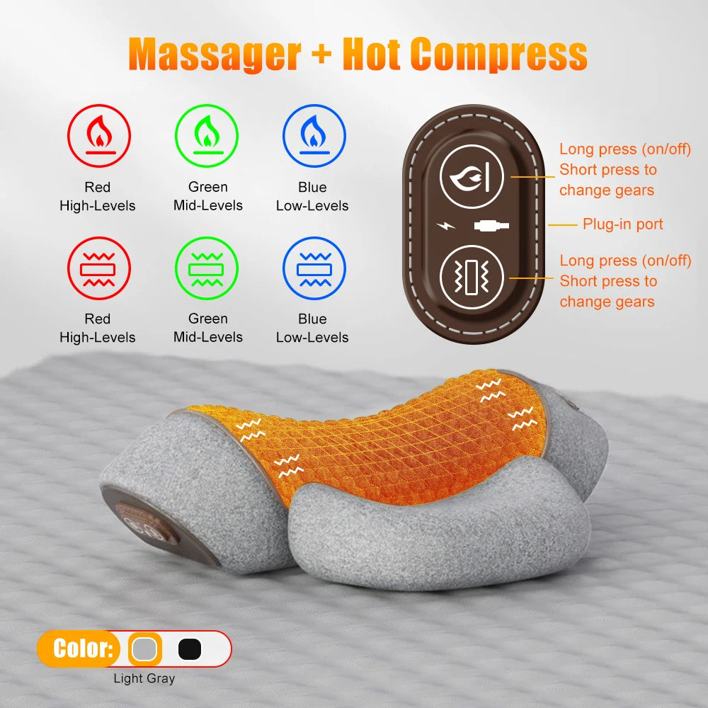 ThermaVibe™ Neck Relief Pillow — Soothing Heat, Gentle Stretch & Targeted Vibration