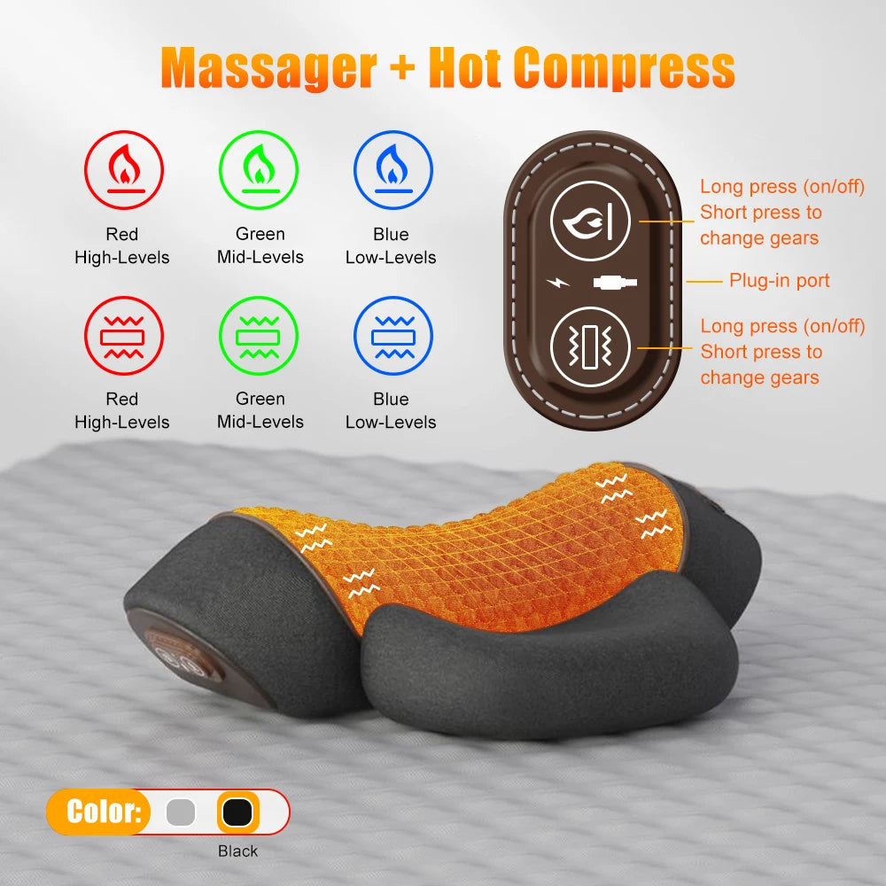 ThermaVibe™ Neck Relief Pillow — Soothing Heat, Gentle Stretch & Targeted Vibration
